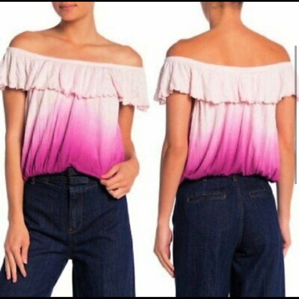 Free People Begonia Combo Ombre Pink Off-the-Shoulder Top XS - Picture 4 of 6